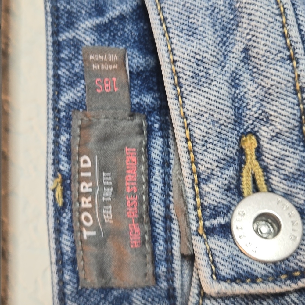 Torrid High Rise Straight Destructed Jeans (Short Length) - Picture 2 of 3